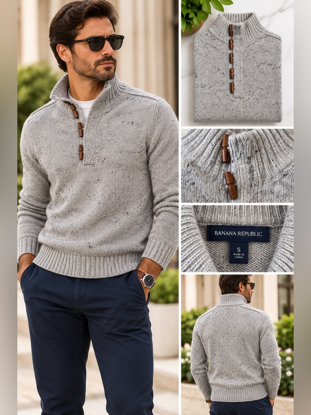 BANANA REPUBLIC - Toggle Turtleneck Ribbed Sweater